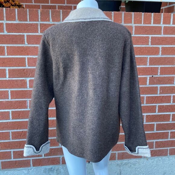 Vintage Variations Earth Tone Brown Beige 100% Wool Button Up Jacket Shacket Med - Picture 2 of 11